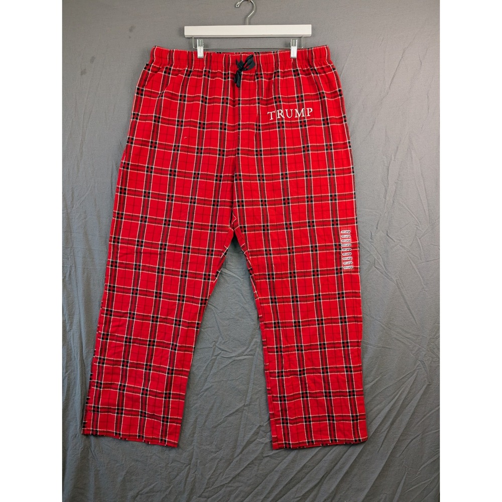 Trump‎ Mens Pajama Pants Red Plaid Flannel Sleepwear Loungewear X-Large New